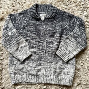 Gymboree Zip Up Knit Cardigan Sweater 18-24 Ombré Black Grey White Holiday 2018
